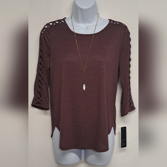 BCX Tops - BCX Criss Cross Cut Out Sleeve Mulberry Color Soft & Flowy S New